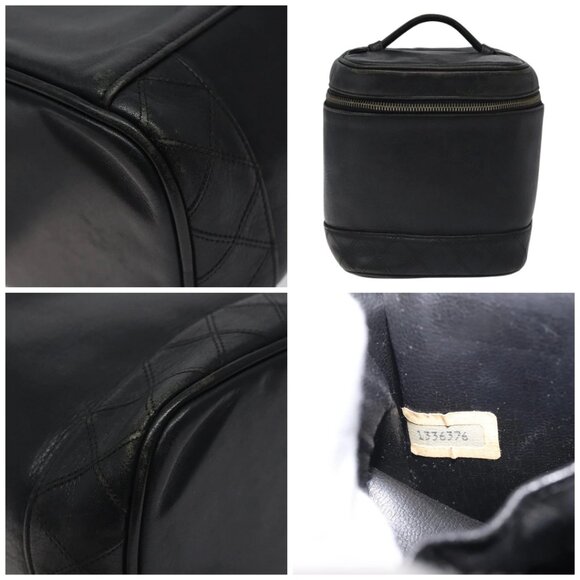 CHANEL Vanity Pouch Lamb Skin Black Gold CC - Picture 11 of 14